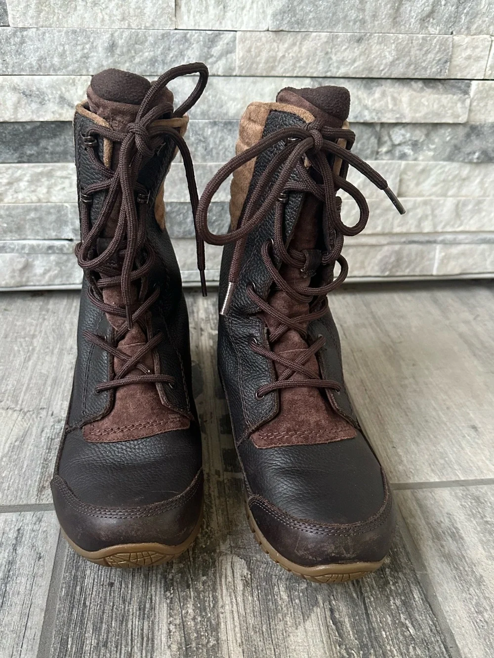 THE NORTH FACE Purna Luxe Lace-Up Winter Boots Brown Tan Primaloft Size 8